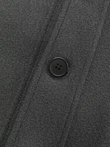 Manfinity Mode 大码纯色插肩袖翻领时尚商务外套 - 深灰色 - 查看 6