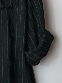 Linhara Áo sơ mi dài tay rộng rãi kẻ sọc cỡ lớn - màu đen - Xem 3