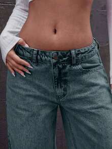 EURMUSE LOW RISE WIDELEG JEAN WITH BOW DETAILS - Light Wash - View 3