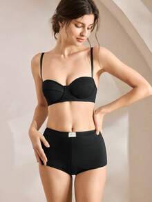 Ocili Women's Simple Solid Color Comfortable Supportive Bra - Black - View 3
