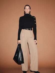 SHEIN Luminelle New Women's Two-Piece Faux Metal Button Long-Sleeved Pullover Knit Cardigan Cape, Black, Elegant For Commuting, Vacation, Casual, Winter, And Holidays.