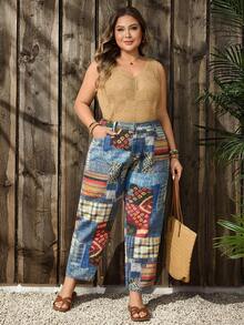 EMERY ROSE Plus Size Casual Versatile Black Straight Leg Jeans - Blue - View 5