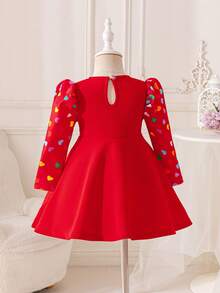 Glamorique Kids Baby Girl Dress,Red,New Year Party,Birthday Photo Clothing,Birthday Party,Bubble Skirt - Red - View 2