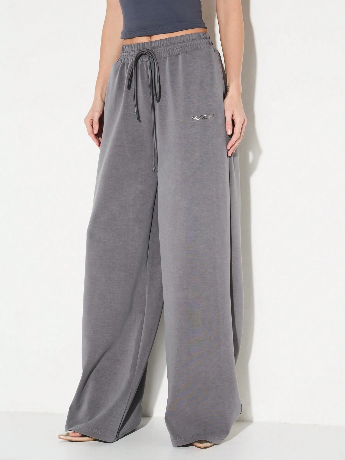KIZN Wide Leg Drawstring Sweatpants With Side Pockets