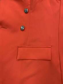 EMERY ROSE 女士纯色长袖休闲夹克，适合夏季 - 亮橙色 - 查看 6