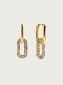 Glisma 一對雙重佩戴方式幾何耳環，時尚精緻女士時尚首飾 - 金色 - 查看 5