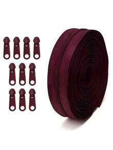 1 Set = 4.5m Zipper + 10pcs Plastic Zipper Pulls, Colorful Nylon #3 Zipper With 10pcs Matching Plastic Zipper Pulls, 1set/5sets, For Apparel, Textile, Luggage - Multicolor - View 20