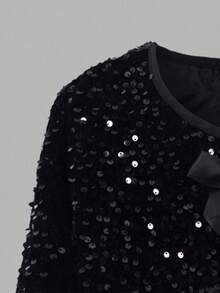 Sweetra 青少年女孩时尚两件套蝴蝶结和纽扣细节夹克，可爱优雅的风格