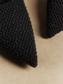 Rosivie 女士尖头时尚套脚高跟鞋，适合日常穿着 - 黑色 - 查看 10