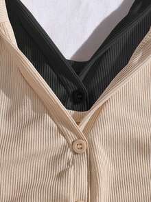 SHEIN 2件套女士时尚休闲Polo领无袖V领修身短款上衣 - 彩色 - 查看 6