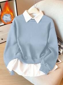 Modelyn Striped Patchwork 2 In 1 Long Sleeve Elegant & Fashionable Women Sweatshirt