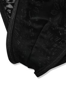 DrisQ Men's Lace Patchwork Hollow-Out Sheer Sexy G-String Underwear - Red - View 4