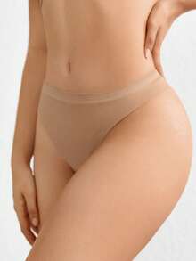 Ocili 极具弹性的无缝和亲肤中腰系带舒适纯色性感丁字裤卡其色