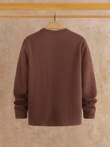 Manfinity VCAY 男士优雅休闲长袖T恤，适合日常穿着 - 咖啡棕 - 查看 2