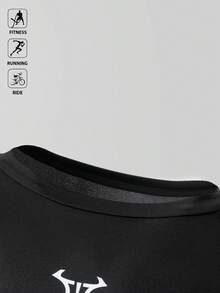 Gym Rark 男友风男士纯色简约圆领长袖运动T恤健身上衣健身上衣秋季压缩衬衫透气修身衬衫秋季圆领 - 黑色 - 查看 7