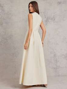 L'Amorae Vestido midi con cierre delantero y sin mangas, ligeramente elástico - Albaricoque - Ver 2