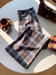 Comfortcana 纯色高腰直筒喇叭裤 - 彩色 - 查看 4