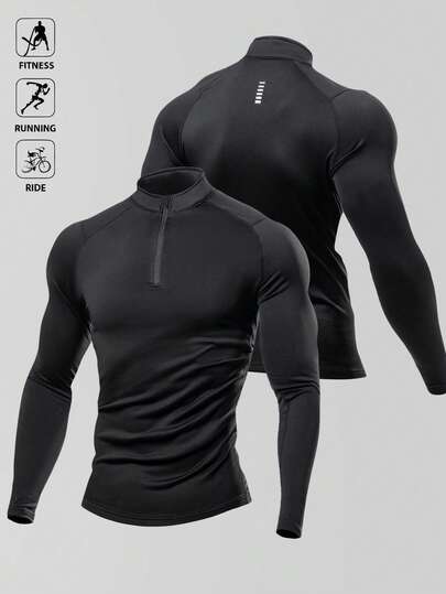 Manfinity Sport Polished Pojkvänsstil Herr Halv dragkedja Raglanärm Sport Casual Enfärgad Långärmad Jacka Joggingjacka Träningsjacka Höst