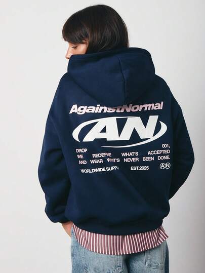 SURIMA Casual Minimalist Navy Blue Hooded Long Sleeve Loose Fit Thick Sweatshirt For Women, Suitable For Autumn/Winter