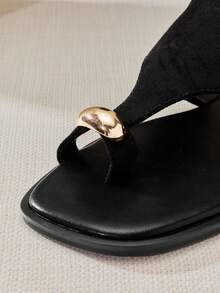 SHUZIA Women's Outdoors Flat Sandals Toe Ring Slip On Open Toe Slide Sandals