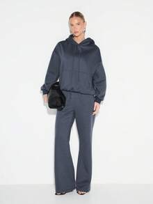 KIZN Oversized Pullover Hoodie With Centre Pocket And Drawstring Hood For Casual Fall Winter Comfort - Royal Blue - View 5