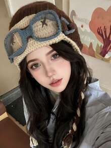 Joivida Warm Winter Hat With Funny Detachable Crochet Ears And Pilot Glasses Easy To Wear Unisex Headwear For Men Women Boys Girls Cycling Cold Weather Costume Party Warm Gear Ear Protection - Multicolor - View 1