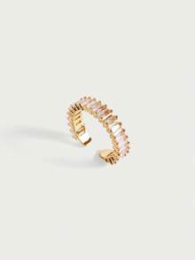 Glisma 1 件奢华彩色锆石不锈钢戒指，女士彩虹色开口可调节戒指，18K 镀金防褪色度假婚礼饰品舞会配饰日常佩戴生日礼物 - 不銹鋼戒指 - 查看 2