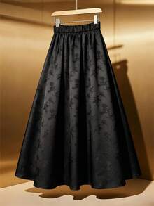 GlowEve CURVE 新款中国风优雅高端A字大码半身裙，秋季款 - 黑色 - 查看 2