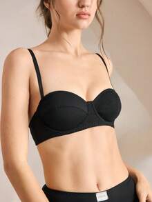 Ocili Women's Simple Solid Color Comfortable Supportive Bra - Black - View 5