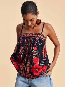 Travachic 印花吊带背心，休闲夏季度假 - 彩色 - 查看 3