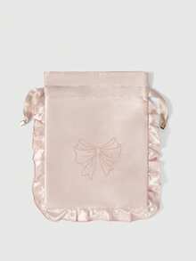 ROMWE Kawaii 蝴蝶刺绣化妆包，旅行内衣收纳袋，带抽绳 - 粉色 - 查看 4