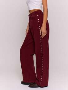 MUSERA Women Jeans Wide Leg Denim Jeans Fall Autumn Winter Fall Work Everyday Vacation Chic Spring Summer - Burgundy - View 4
