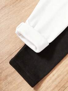 SHEIN Genkimix Kids 2pcs/Set Young BoyBlack & White Thermal Underwear Set, Long Sleeve Top And Long Pants - Multicolor - View 6