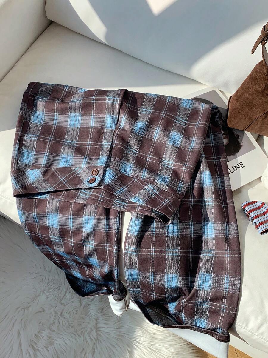 Comfortcana 纯色高腰直筒喇叭裤 - 彩色 - 查看 1