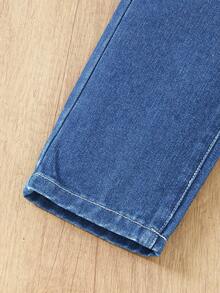 SHEIN Young Girl Summer Casual Sleeveless Top And Denim Pants Set - Medium Wash - View 4