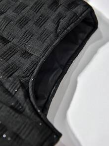 Manfinity Roghcode Rompi Kasual Hangat Tanpa Lengan Berkerudung dengan Resleting untuk Pria, Warna Polos, Cocok untuk Musim Dingin - Hitam - View 3