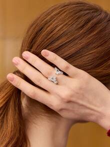 MOTF PREMIUM 18K GOLD PLATED STARRY SKY WOMEN'S SINGLE RING - Silver - View 1