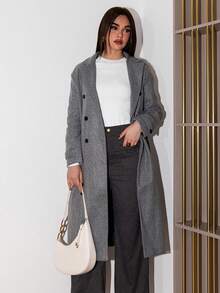 Bris Aura Ladies Lapel Double Breasted Woolen Coat  Fall Winter Cloth For Women