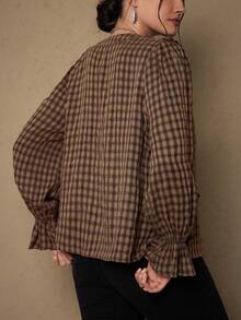 Freevana Áo sơ mi dài tay họa tiết hoa voan cỡ lớn cho nữ, áo cánh dài tay họa tiết hoa Bohemian, viền bèo nhún, hàng mới về đầu xuân - Nhiều màu - Xem 6