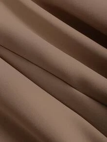 SHEIN Clasi 女款純色高腰百褶寬腿鬆身長褲，休閒通勤辦公褲，秋季布料，適合小個女款 - 摩卡棕 - 查看 3