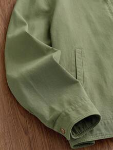 Manfinity Unisex 男士休闲拉链长袖外套 - 橄欖綠 - 查看 4