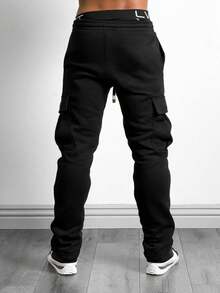 Manfinity Sport Corelite Herren Bequeme Cargo Jogginghose mit Kordelzug, Herren Jogginghose mit Kordelzug, Athletische Jogginghosen Herren, Jogginghosen Herren, Jogginghose Set, Gym Sweats, Jogginghose - Schwarz - Übersicht 2