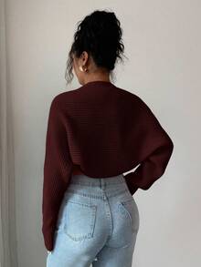 Rafferiza Áo khoác cardigan dài tay thanh lịch màu trơn dành cho nữ, Thu/Đông - Màu Đỏ Sâu - Xem 2