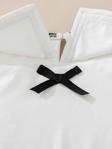 Souflis Souflis Baby Girl White Collared Black Striped Ruffle Hem Dress - White - View 6