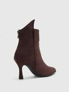 CUCCOO BIZCHIC Women's Pointed Toe Back Zipper Design Fashion Stiletto Ankle Boots For Christmas Valentine's Day - Coffee Brown - View 9