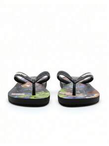 Havaianas 儿童休闲日常穿着百搭舒适卡通图案平底人字拖凉鞋女款 - 黑色 - 查看 3