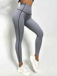 Dewbera Women's High Waist Contrast Piping Shaping Leggings - Multicolor - View 3