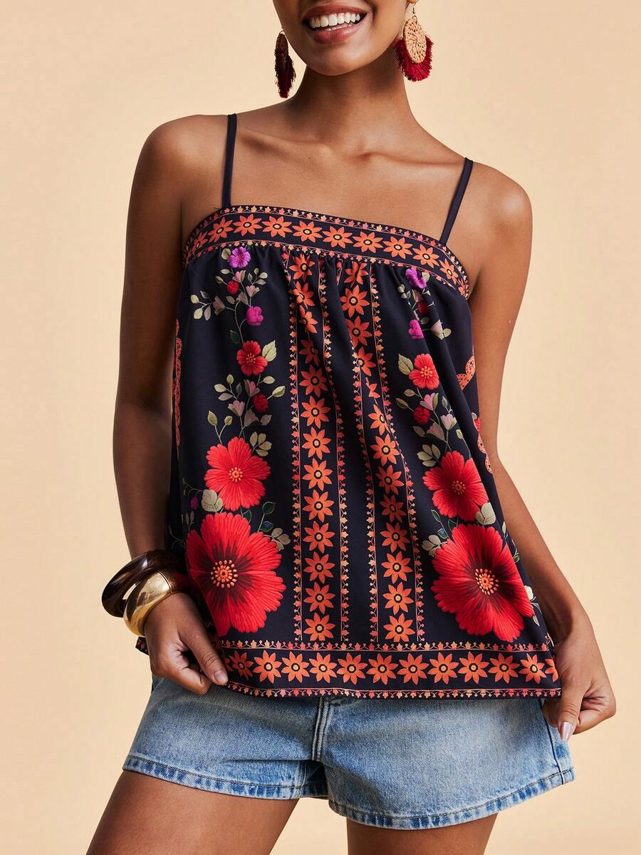 Travachic 印花吊带背心，休闲夏季度假 - 彩色 - 查看 1