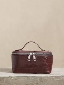 SHECARRY Damen Silberfarbene vielseitige Modische Handtasche für den täglichen Gebrauch - Kaffeebraun - Übersicht 1