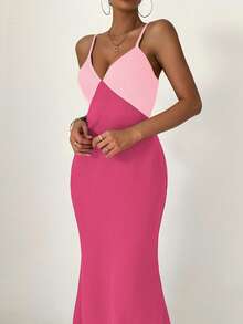 Chiquease Women's Summer Color Blocked Long Tail Spaghetti Strap Dress - Multicolor - View 6